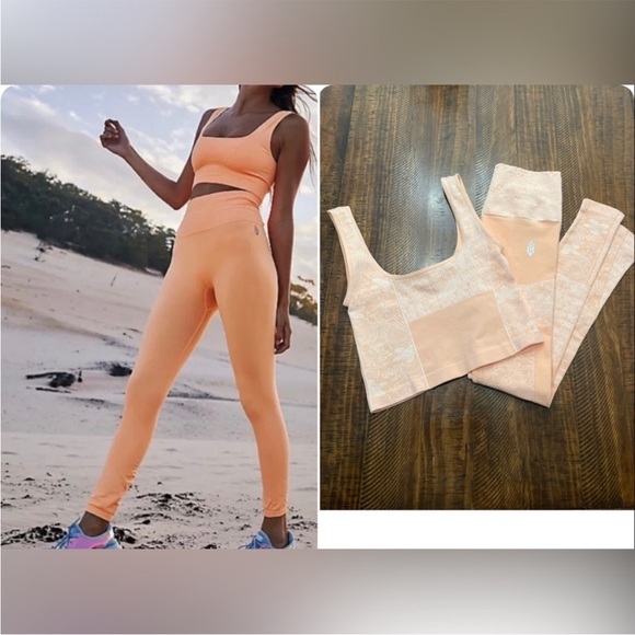 FREE PEOPLE Good Karma Textured Sports Bra & Leggings NWOT - Picture 2 of 8